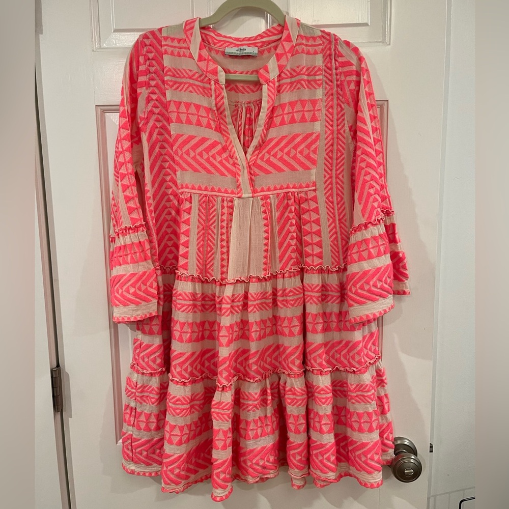 Devotion TWINS Neon Pink & Cream Geometric Tunic - Picture 3 of 6